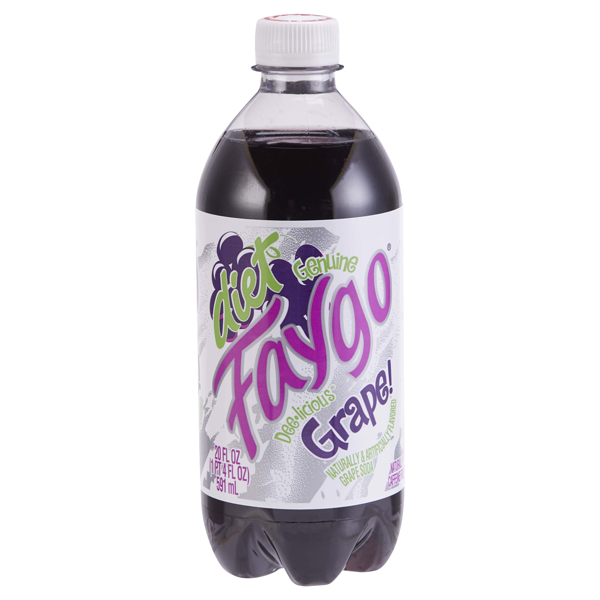 slide 1 of 5, Faygo Diet Grape bottle, 20 oz