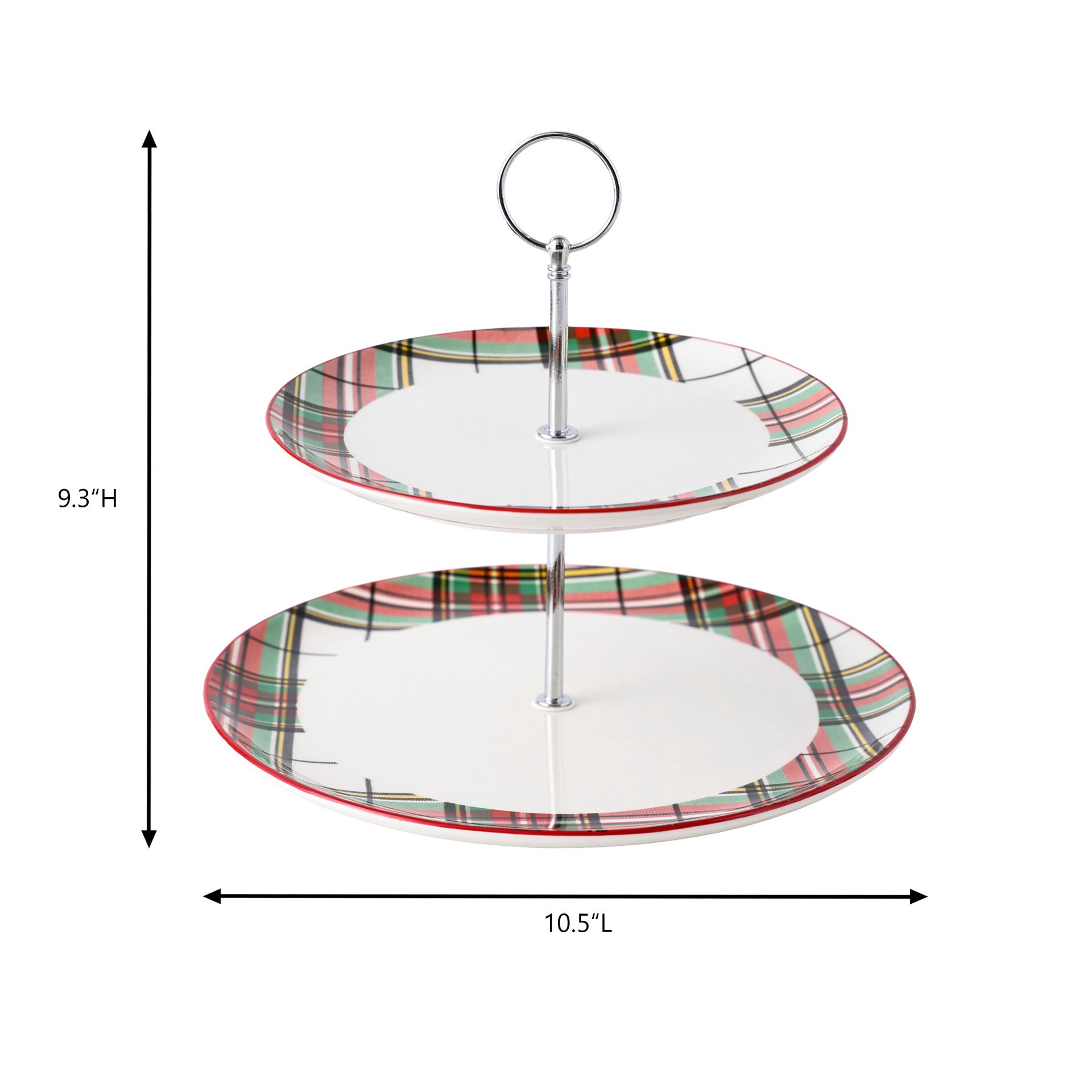slide 3 of 4, 9.25" Christmas Plaid 2-Tier Ceramic Tray By Ashland, 9.25 in