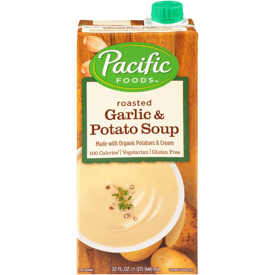 slide 1 of 7, Pacific Roasted Garlic & Potato Soup, 32 fl oz
