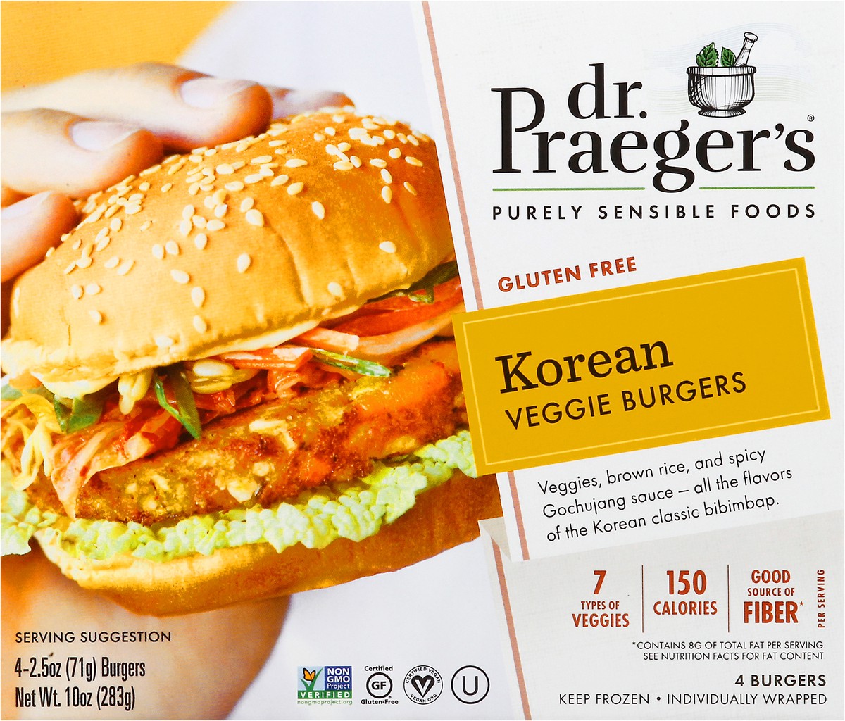 slide 5 of 12, Dr. Praeger's Korean Veggie Burgers, 10 oz