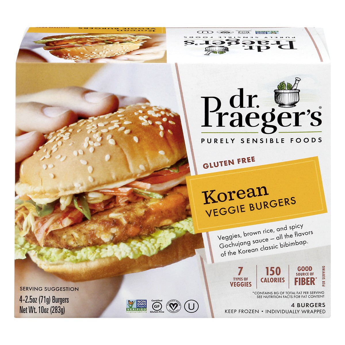 slide 1 of 12, Dr. Praeger's Korean Veggie Burgers, 10 oz