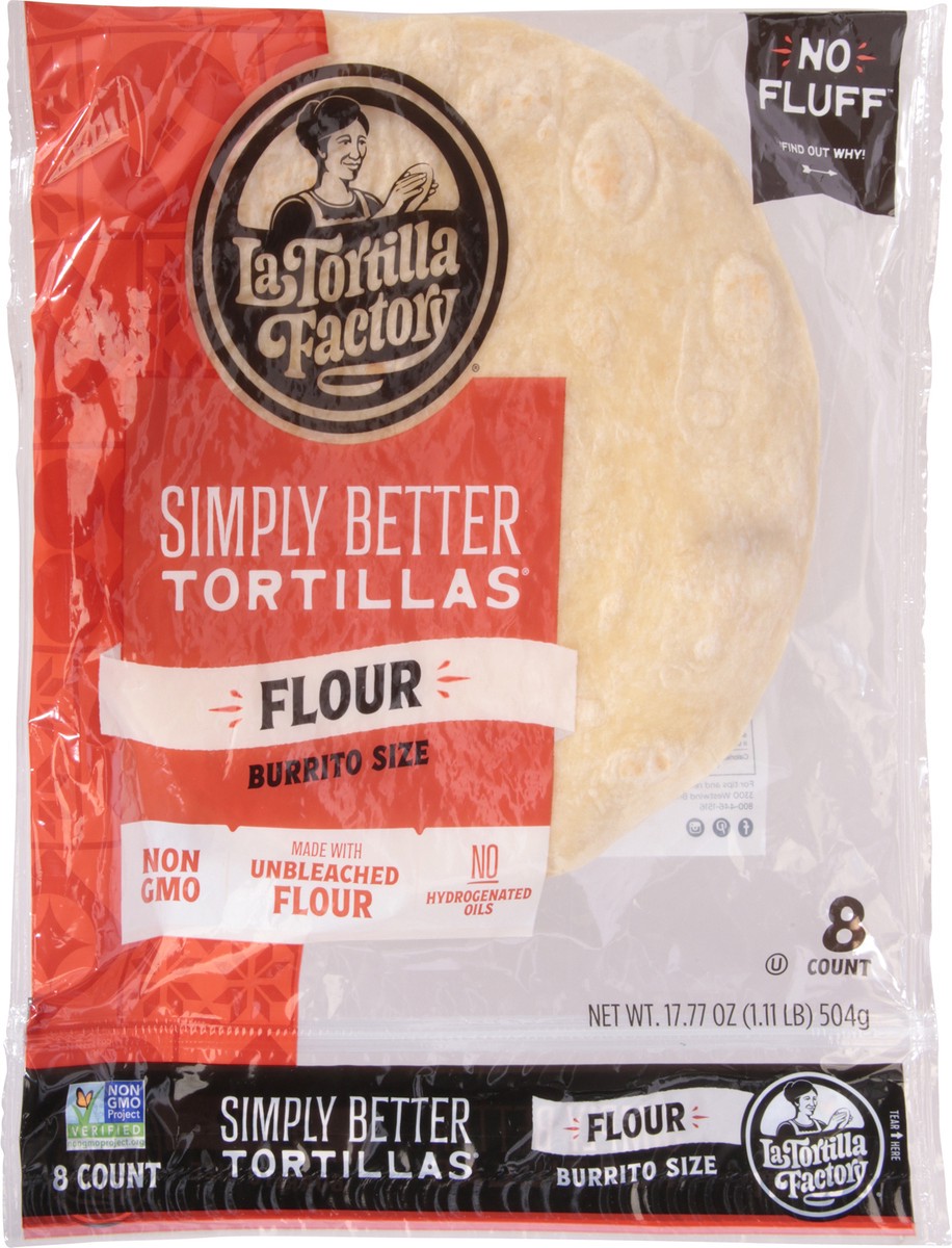 slide 11 of 14, La Tortilla Factory Simply Better Burrito Size Flour Tortillas 8 ea, 8 ct