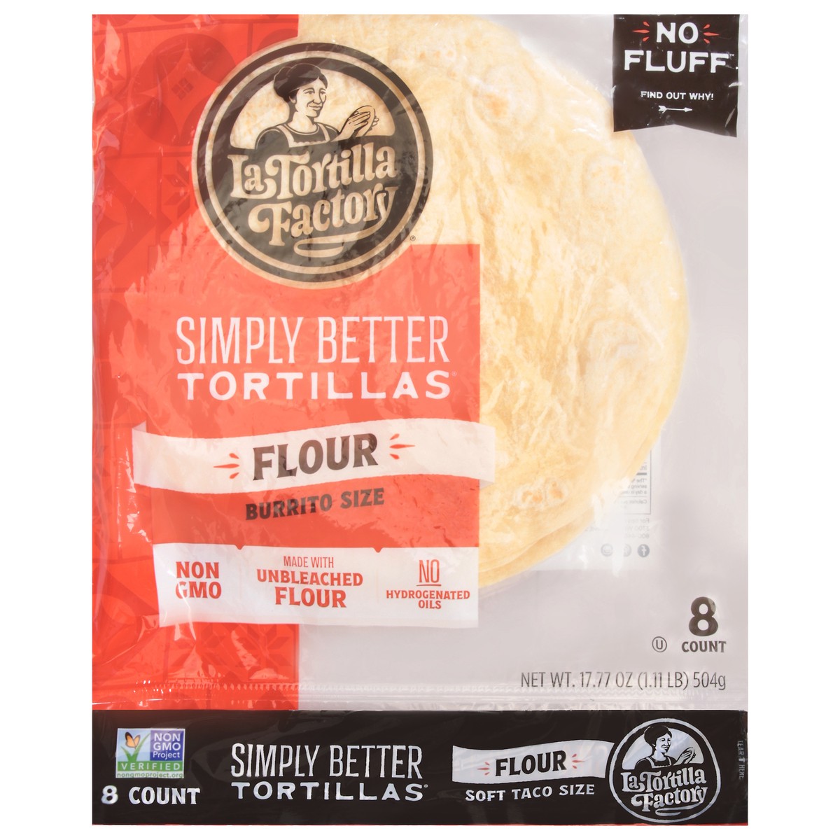slide 8 of 14, La Tortilla Factory Simply Better Burrito Size Flour Tortillas 8 ea, 8 ct