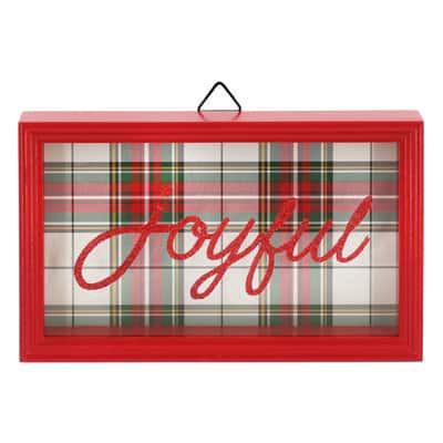 slide 1 of 4, 10" Christmas Plaid Joyful Wall Decor By Ashland, 10 in