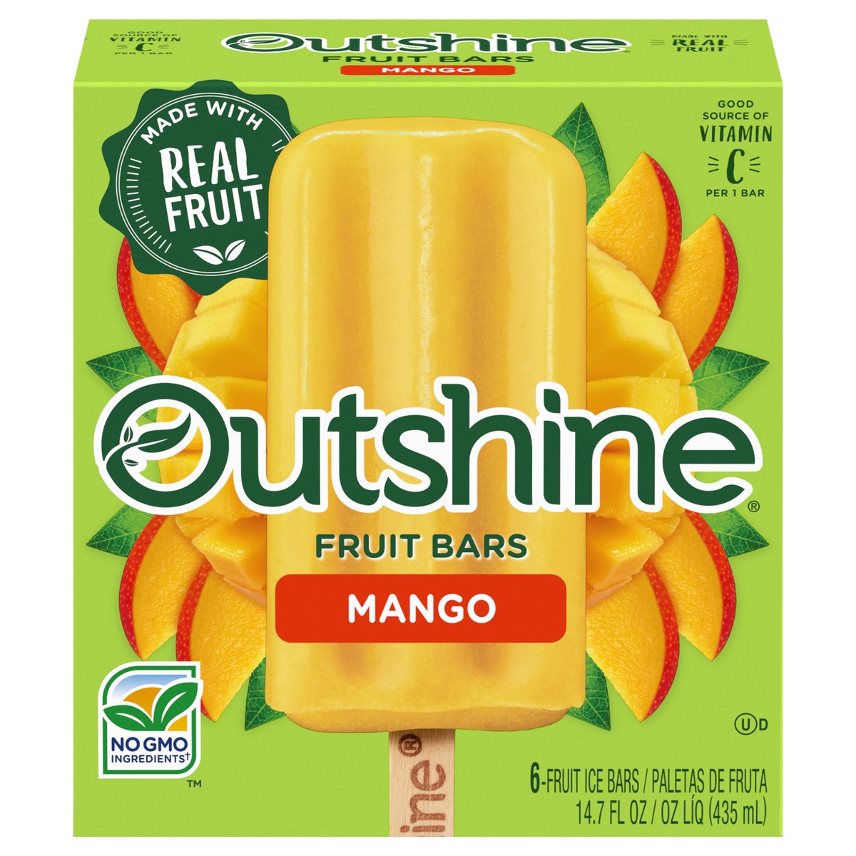 slide 1 of 5, OUTSHINE Mango Fruit Bars 6 ct Box, 6 ct