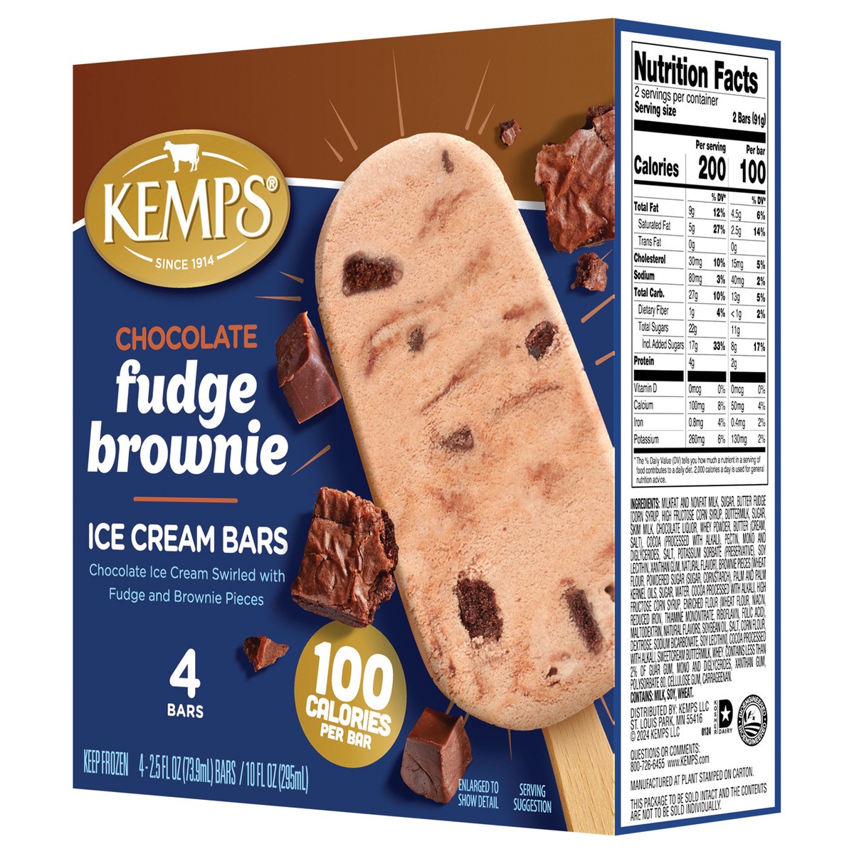 slide 15 of 15, Kemps Chocolate Fudge Brownie Ice Cream Bars,