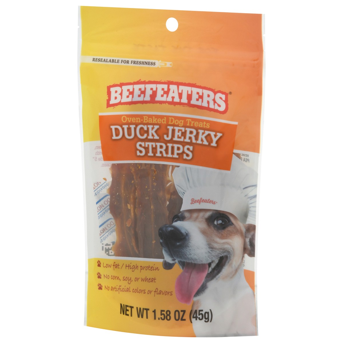 slide 7 of 9, Beefeaters Oven-Baked Duck Jerky Strips Dog Treats 1.58 oz, 1.58 oz