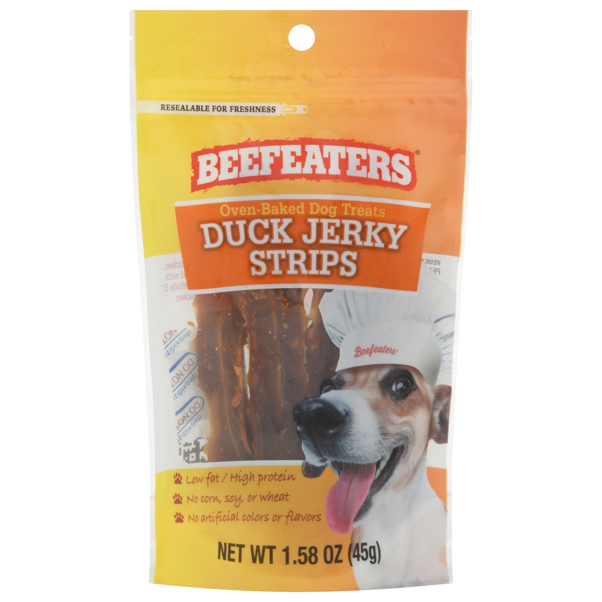 slide 1 of 9, Beefeaters Oven-Baked Duck Jerky Strips Dog Treats 1.58 oz, 1.58 oz