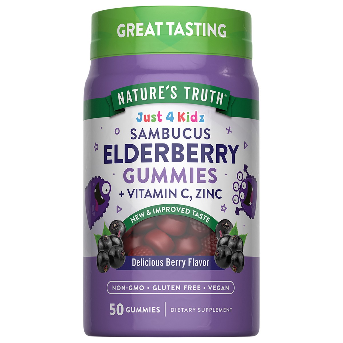 slide 1 of 13, Nature's Truth Just 4 Kidz Black Elderberry plus Vitamin C, Zinc Gummies - 50 Count, 50 ct