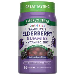 Nature's Truth Just 4 Kidz Black Elderberry plus Vitamin C, Zinc Gummies - 50 Count