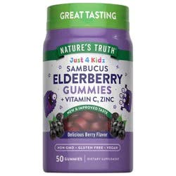 Nature's Truth Just 4 Kidz Black Elderberry plus Vitamin C, Zinc Gummies - 50 Count