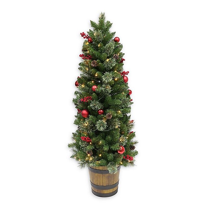 slide 1 of 1, Winter Wonderland Pre-Lit Cashmere Pine Potted Porch Tree, 1 ct