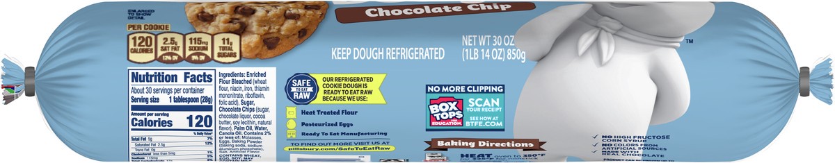 slide 5 of 13, Pillsbury Eat or Bake Refrigerated Cookie Dough, Chocolate Chip, Value Size, Makes 30 Cookies, 30 oz, 30 oz