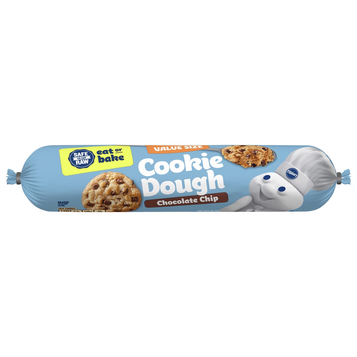 slide 3 of 13, Pillsbury Eat or Bake Refrigerated Cookie Dough, Chocolate Chip, Value Size, Makes 30 Cookies, 30 oz, 30 oz