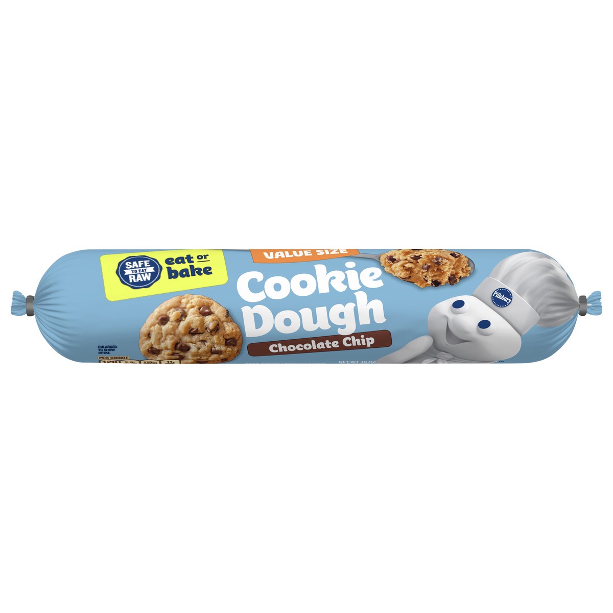 slide 1 of 13, Pillsbury Eat or Bake Refrigerated Cookie Dough, Chocolate Chip, Value Size, Makes 30 Cookies, 30 oz, 30 oz