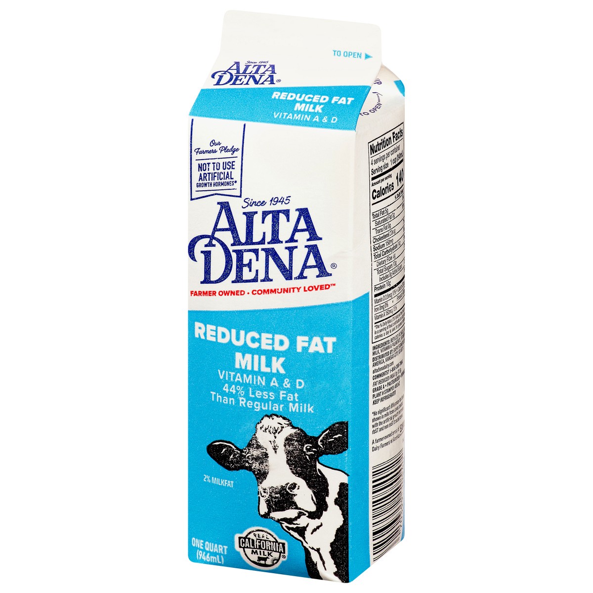 slide 3 of 9, Alta Dena Reduced Fat Milk 1 qt Carton, 1 qt