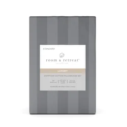 Room & Retreat 600 Thread Counts Damask Pillowcase, Standard, Set of 2, Grey