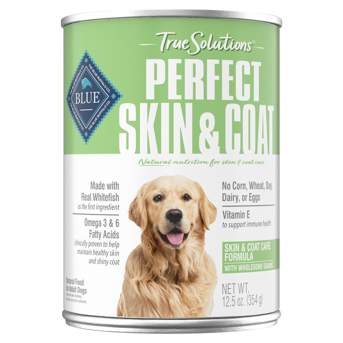 slide 1 of 3, Blue Buffalo True Solutions Perfect Skin & Coat Natural Adult Wet Dog Food, Whitefish 12.5-oz Can, 12.5 oz