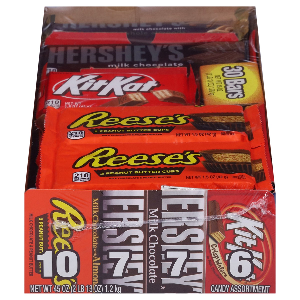 slide 1 of 7, Hershey's, Kit Kat and Reese's Milk Chocolate Assortment Candy Bars, Bulk Halloween, 45 oz, 30 Count, 45 oz
