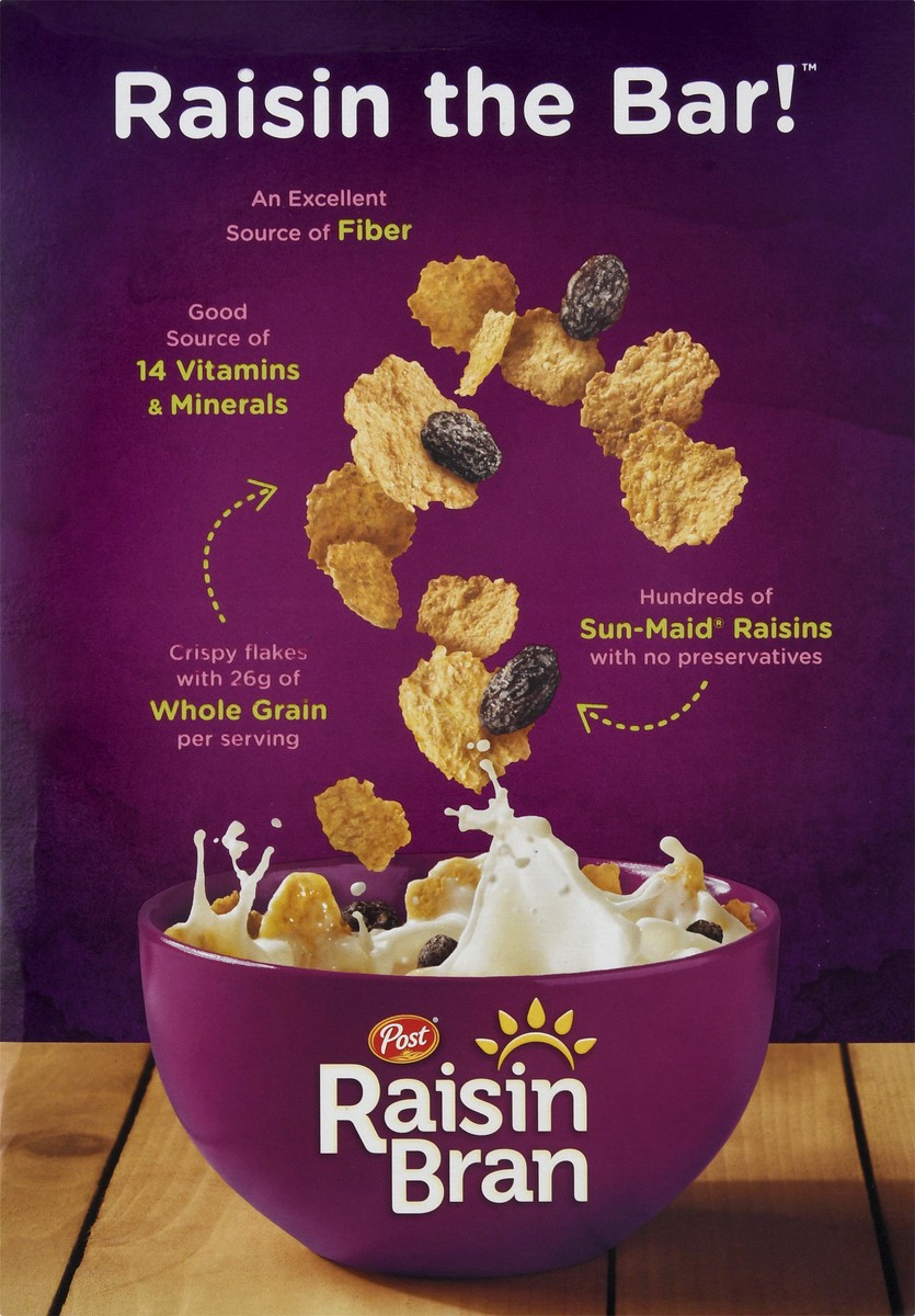 slide 9 of 9, Post Raisin Bran, Whole Grain Wheat & Bran Breakfast Cereal, Kosher, 20 Ounce, 20 oz