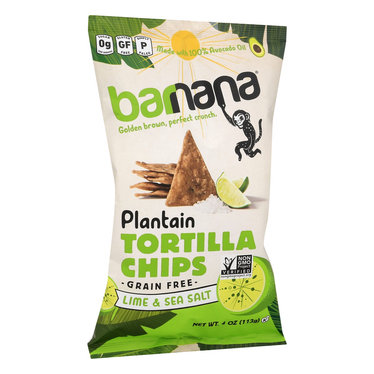 slide 2 of 9, Barnana Plantain Lime & Sea Salt Tortilla Chips 4 oz, 4 oz