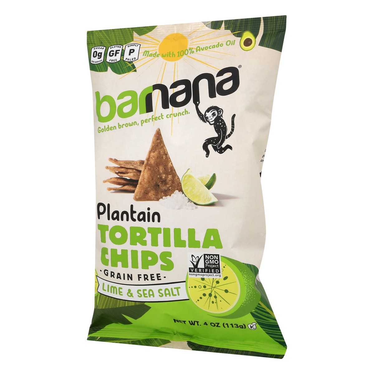 slide 3 of 9, Barnana Plantain Lime & Sea Salt Tortilla Chips 4 oz, 4 oz