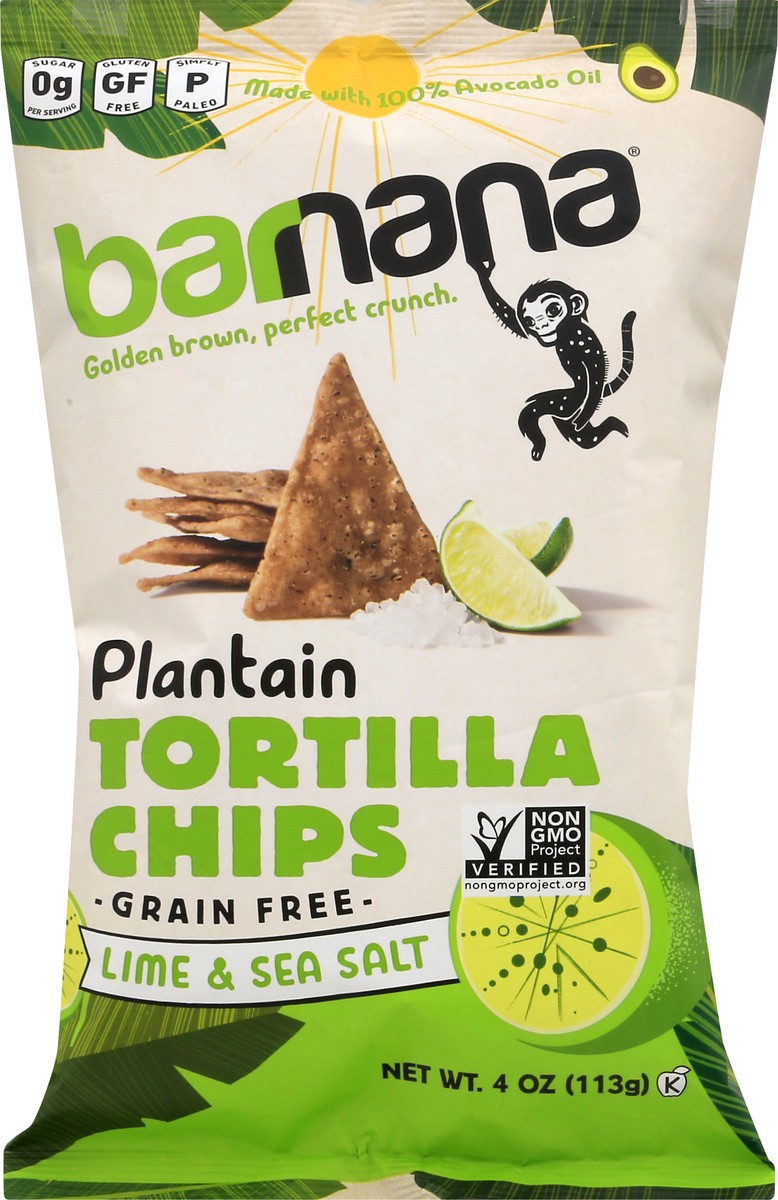 slide 6 of 9, Barnana Plantain Lime & Sea Salt Tortilla Chips 4 oz, 4 oz