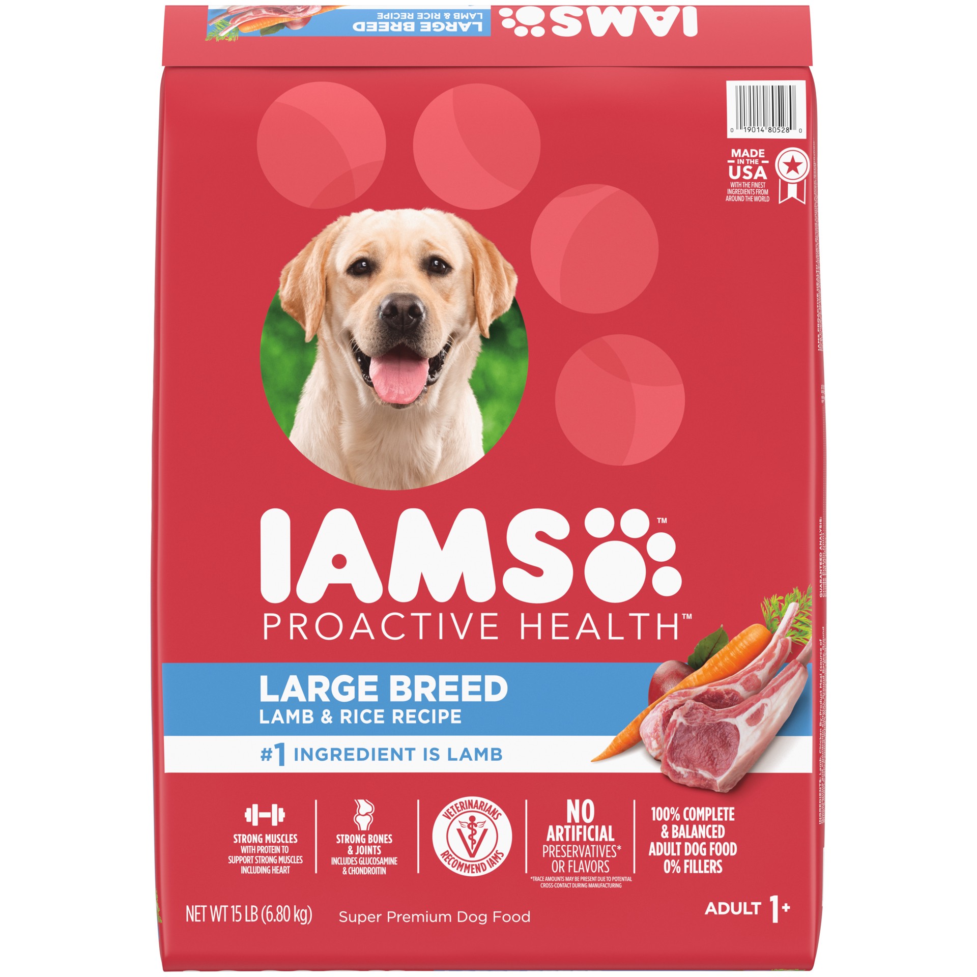 slide 1 of 6, IAMS PROACTIVE HEALTH Large Breed Adult Dry Dog Food Lamb & Rice Recipe, 15 lb. Bag, 15 lb