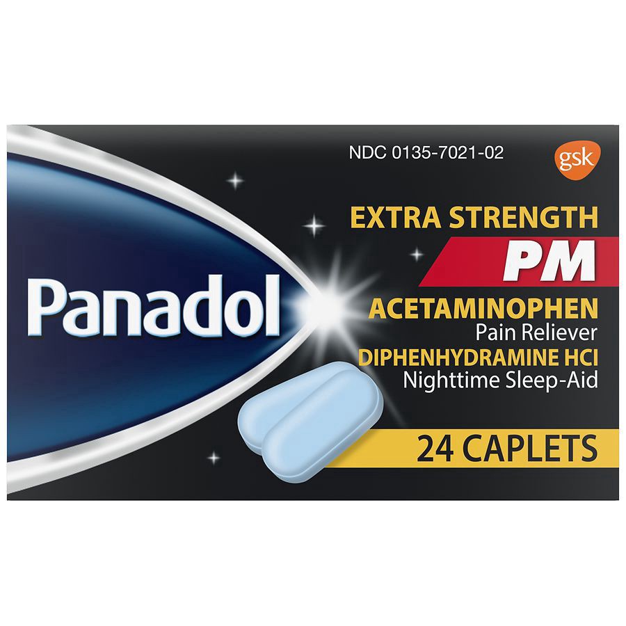 slide 1 of 1, Panadol Extra Strength PM Pain Reliever/Nighttime Sleep-Aid 24 Caplets, 24 ct