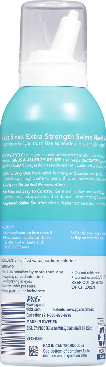 slide 10 of 12, VICKS Sinex Saline Extra Strength Nasal Spray, 3X Concentrated, 5 oz, 5 oz