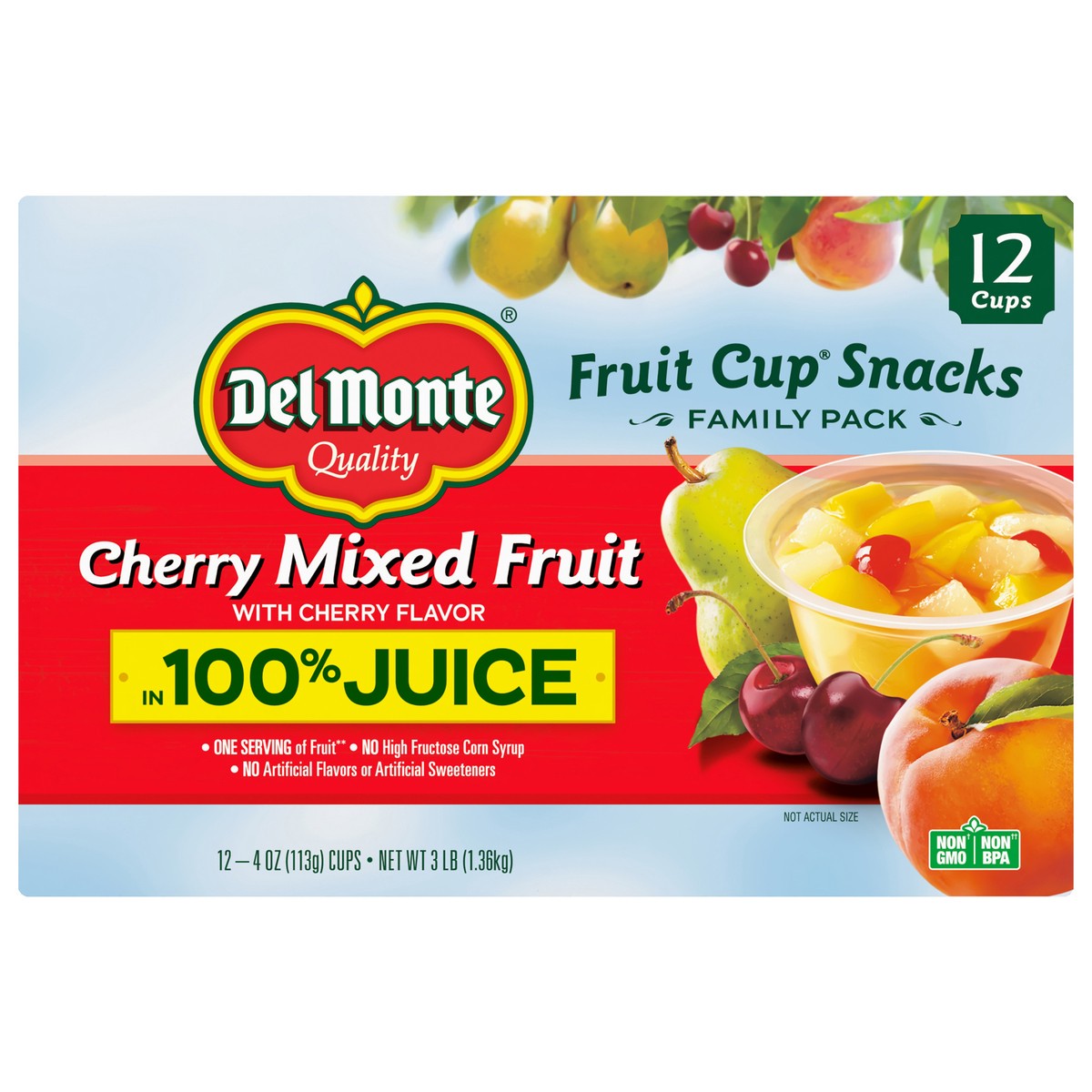 slide 1 of 7, Del Monte Cherry Mixed Fruit Cupcups, 12 ct; 4 oz