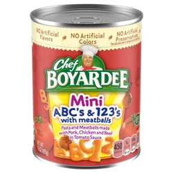Chef Boyardee Mini ABC's and 123's with Meatballs in Tomato Sauce, Ready-to-Eat Meal, 15 oz. Can