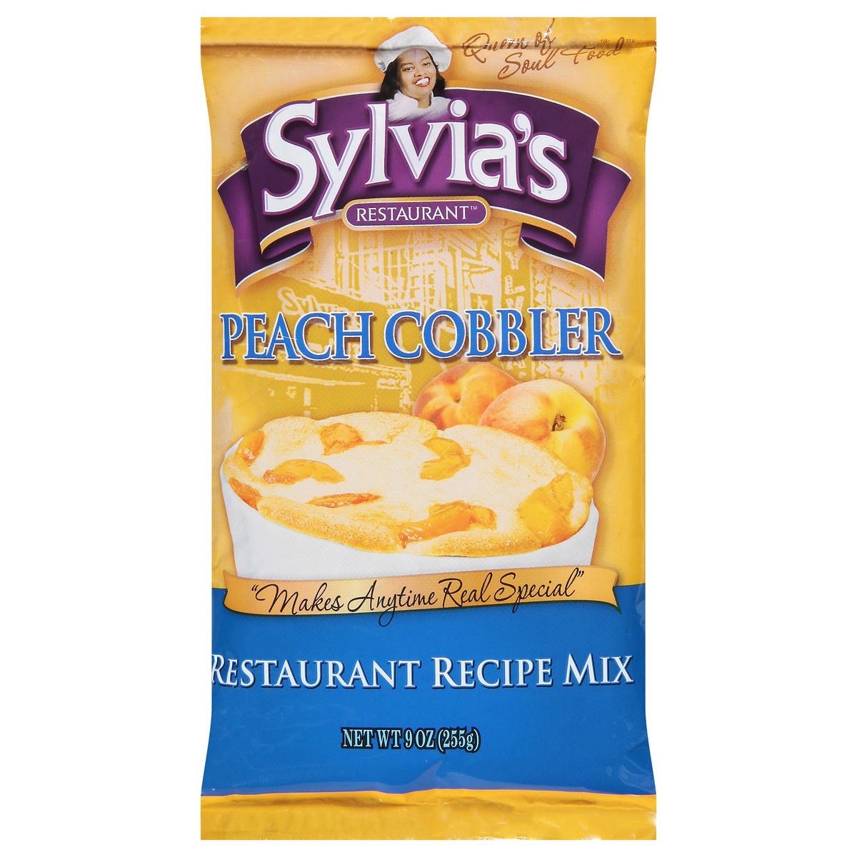 slide 1 of 9, Sylvia's Restaurant Peach Cobbler Restaurant Recipe Mix 9 oz, 9 oz