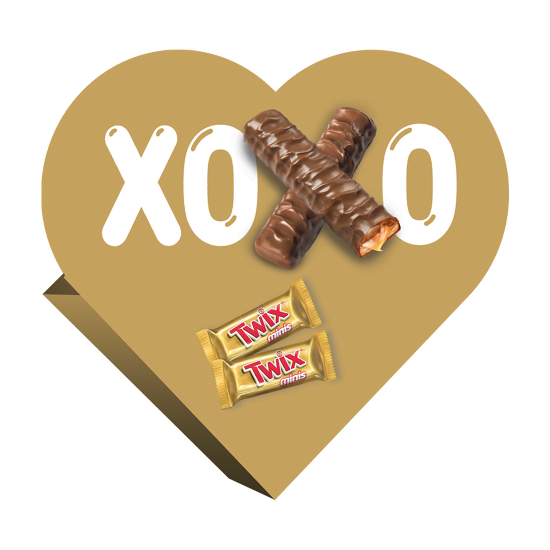 slide 1 of 3, TWIX Valentine's Caramel Minis Size Chocolate Cookie Bar Candy Heart Gift 7.75-Ounce Heart, 7.75 oz