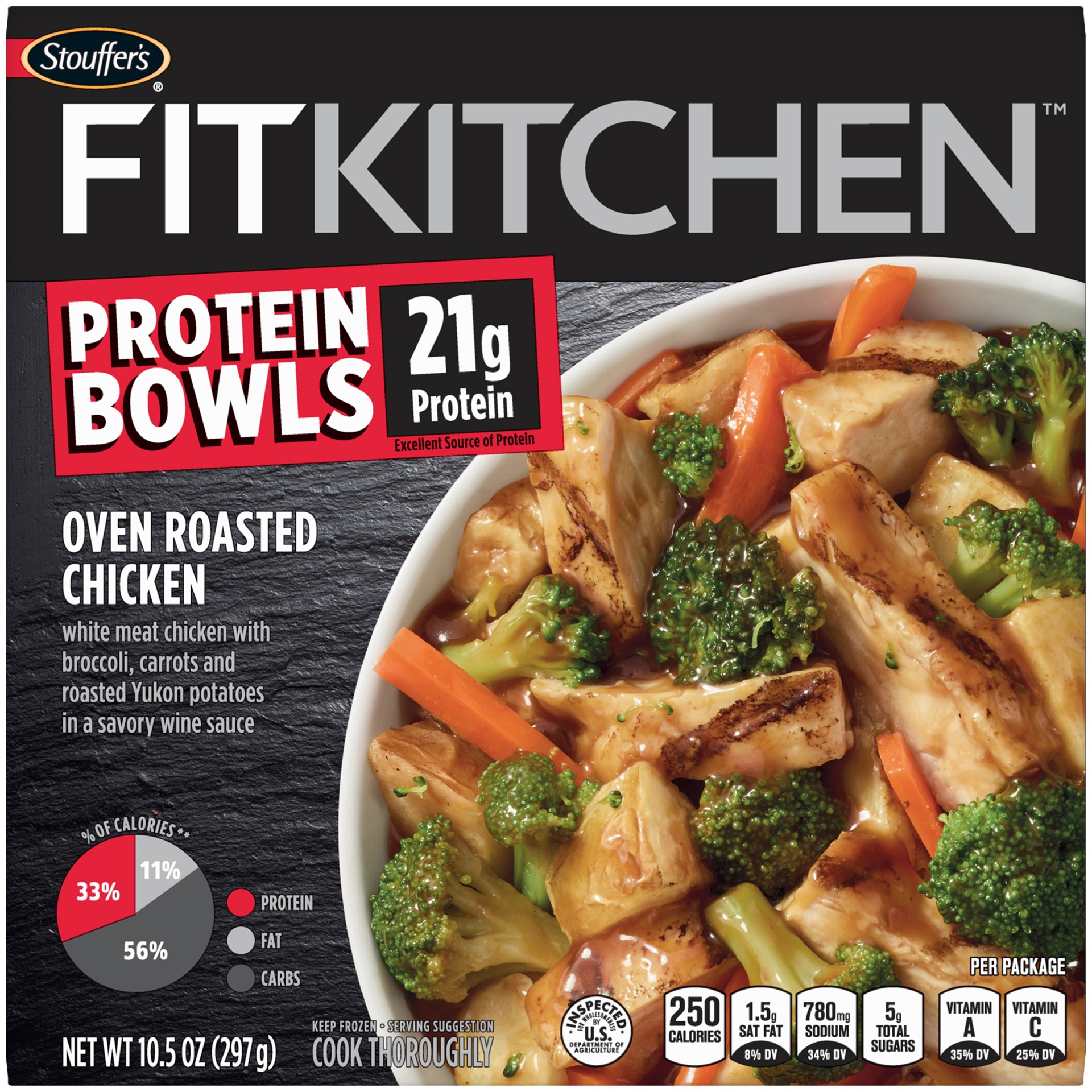 slide 1 of 1, Stouffer's Fit Kitchen Protein Bowls Oven Roasted Chicken, 10.5 oz