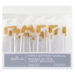 Hallmark 3 inches Gold Glitter Dipped Happy Birthday Candles 13 ea