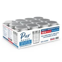 Pur Mason 16 Ounce Wide Mouth Jars with Lids & Bands 12 ea