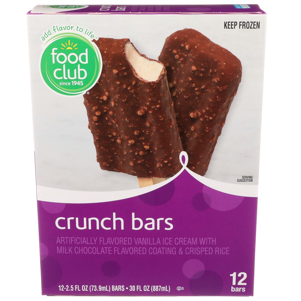 slide 1 of 9, Food Club Crunch Bars Ice Cream, 12 ct