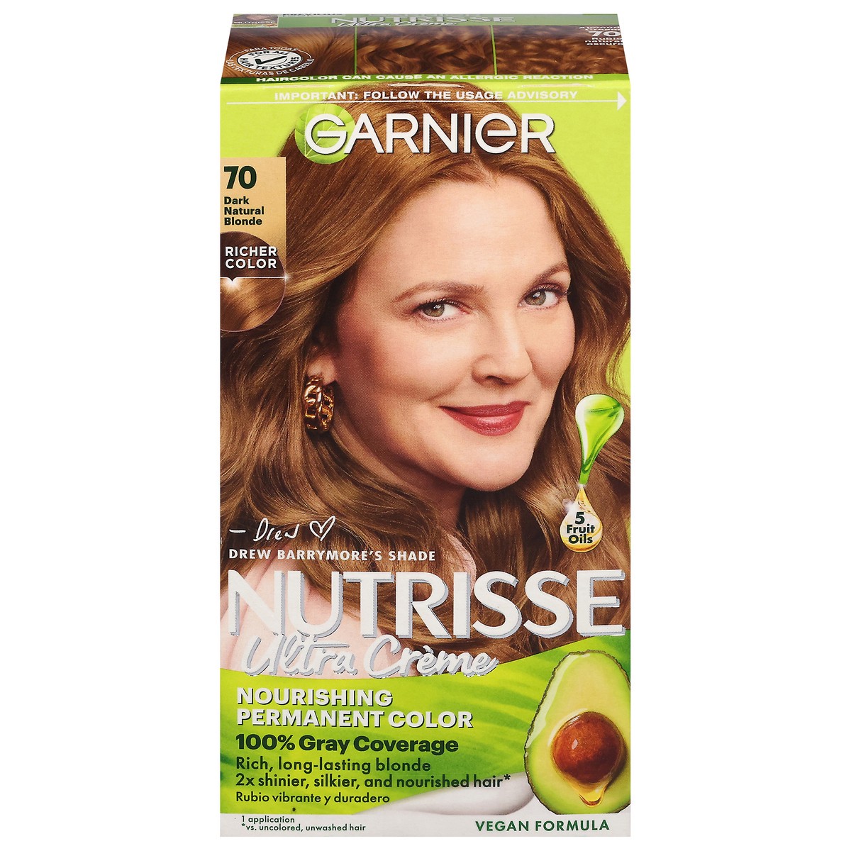 slide 1 of 9, Garnier Dark Natural Blonde 70 Ultra Creme Nourishing Permanent Hair Color 1 ea, 1 ct