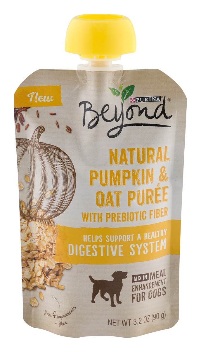 slide 1 of 1, Purina Beyond Natural Pumpkin Oatmeal Puree With Prebiotic Fiber Mix In Meal Enhancement For Dog, 3.2 oz