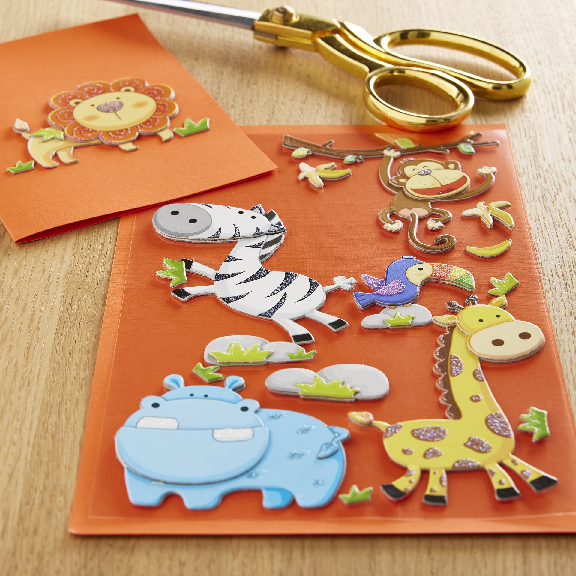 slide 3 of 3, Chipboard Zoo Animal Stickers By Recollections, includes 19 chipboard stickers