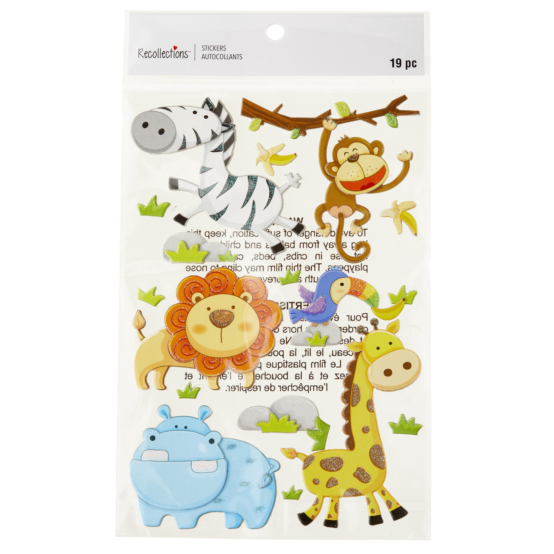 slide 2 of 3, Chipboard Zoo Animal Stickers By Recollections, includes 19 chipboard stickers