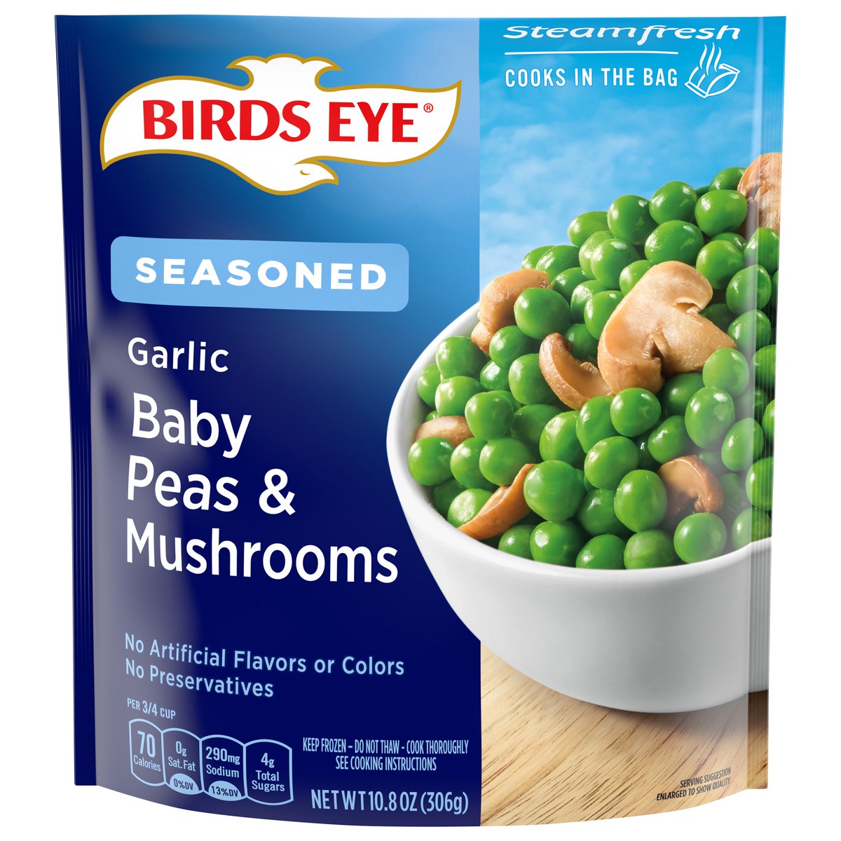slide 1 of 1, Birds Eye Seasoned Garlic Baby Peas & Mushrooms 10.8 oz, 10.8 oz
