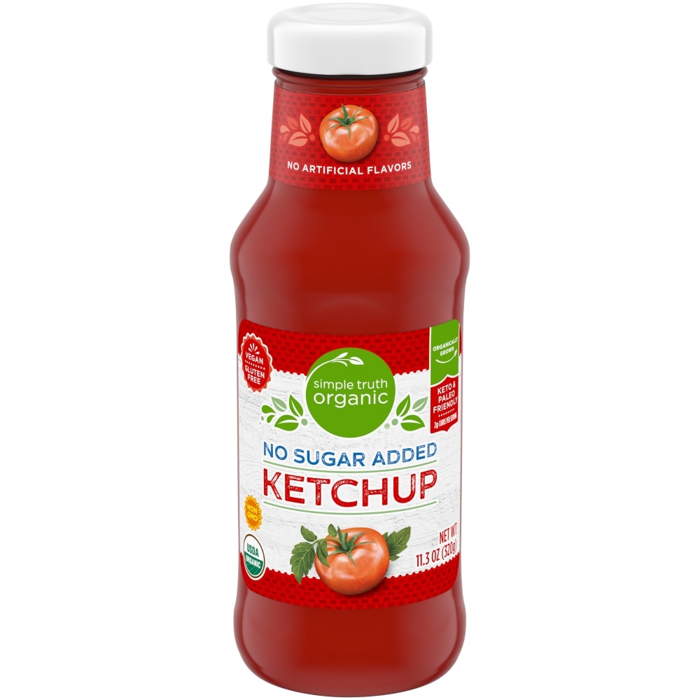 slide 1 of 1, Simple Truth Organic Gluten Free No Sugar Added Ketchup, 11.3 oz