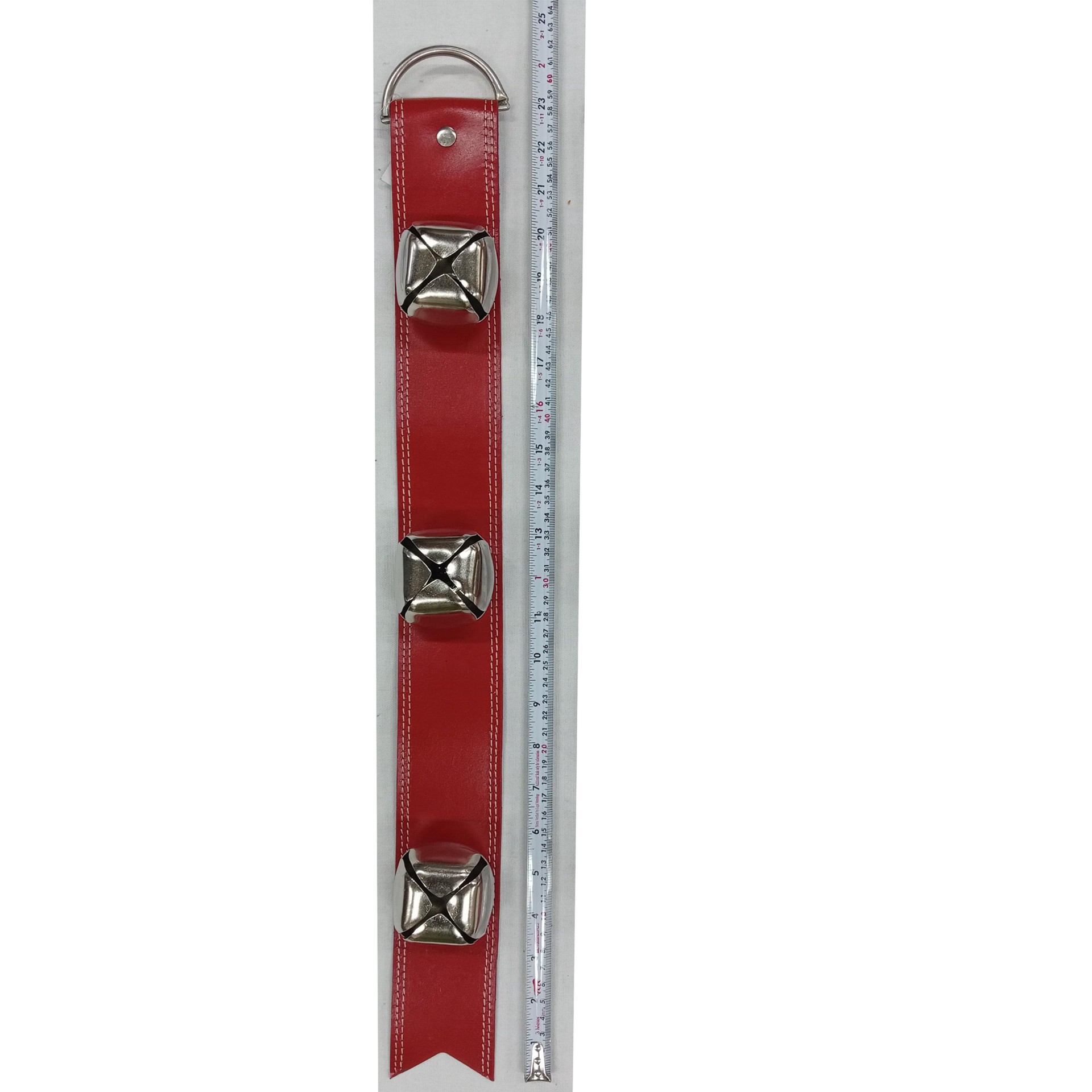 slide 2 of 5, 23" Red Leather Belt With Silver Bells Wall Decor By Ashland, 23 in