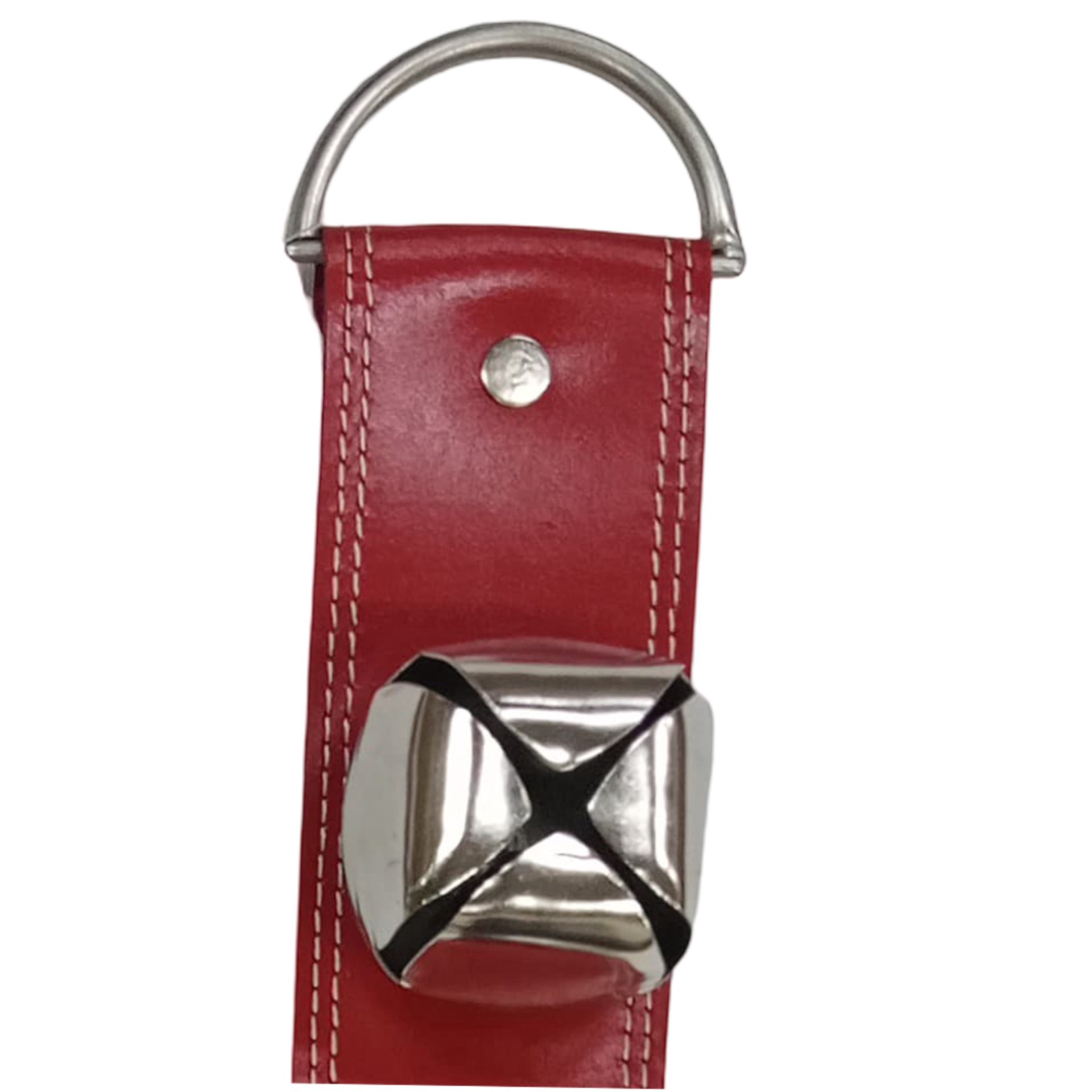 slide 5 of 5, 23" Red Leather Belt With Silver Bells Wall Decor By Ashland, 23 in