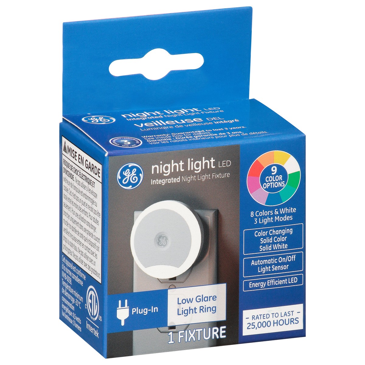 slide 2 of 9, GE LED Low Glare Light Ring Night Light Fixture 1 ea, 1 ct
