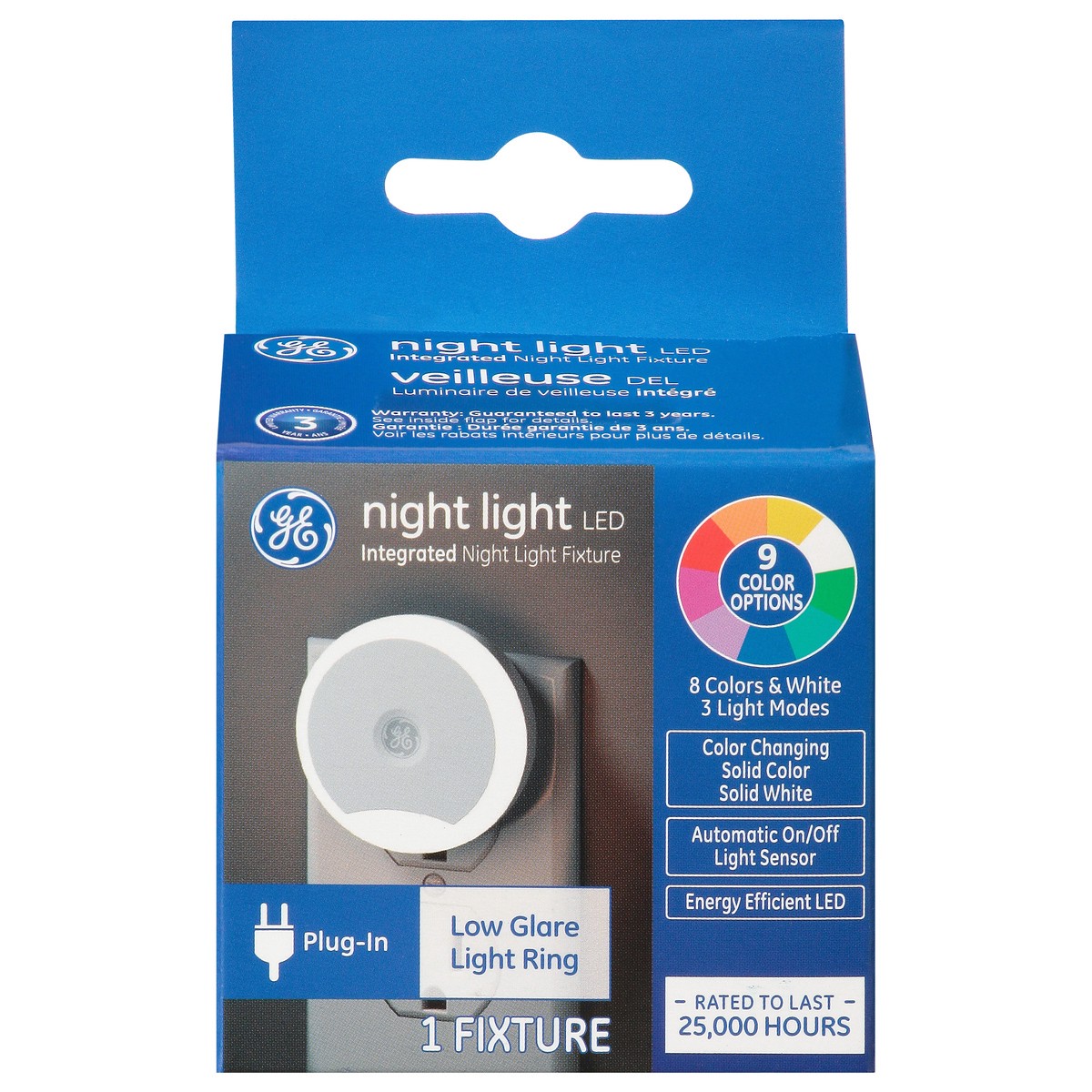 slide 1 of 9, GE LED Low Glare Light Ring Night Light Fixture 1 ea, 1 ct