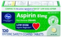 slide 1 of 1, Kroger Low Dose Aspirin Safety Coated Tablets, 120 ct