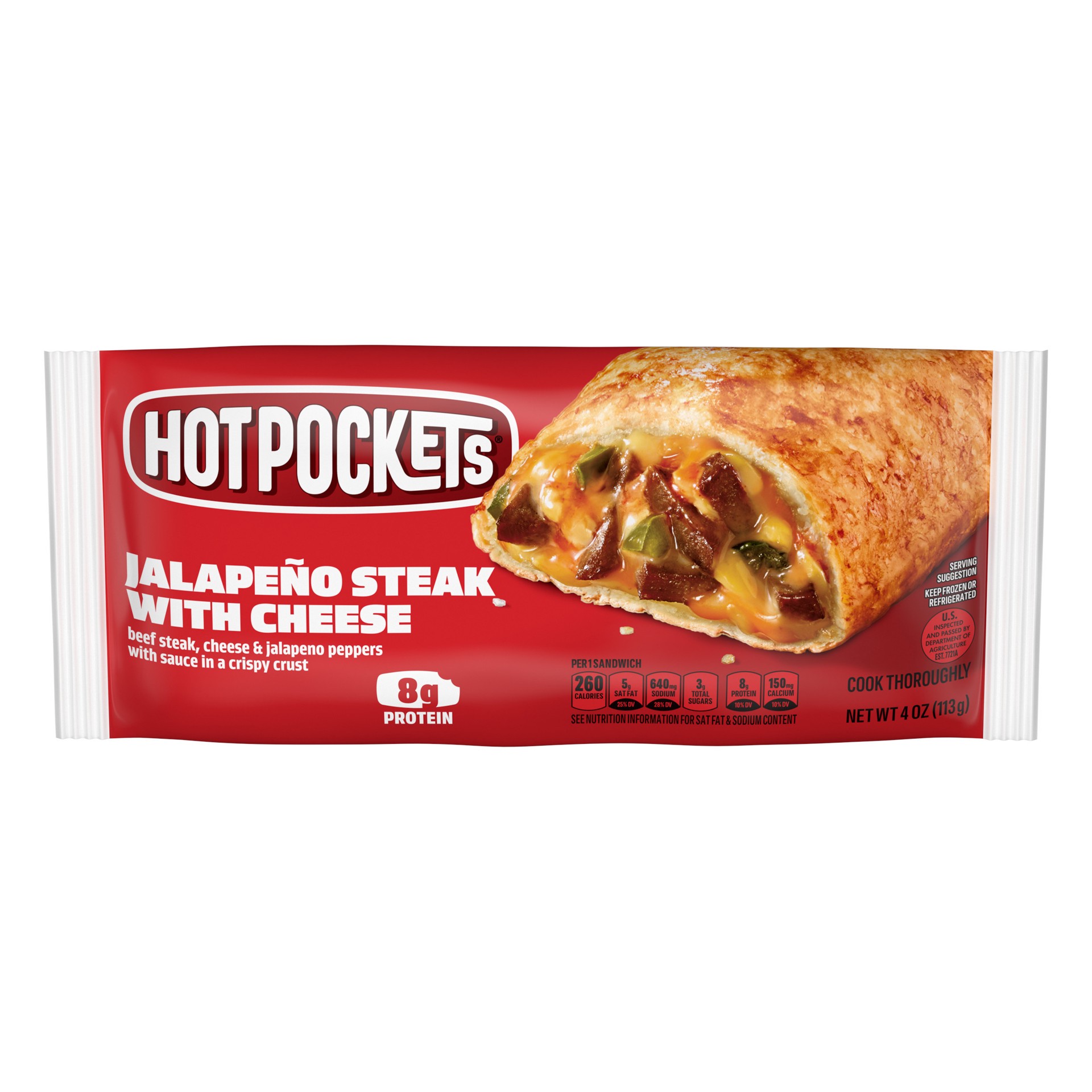 slide 1 of 1, Hot Pockets Jalapeno Steak with Cheese 4oz Sandwich, 4 oz